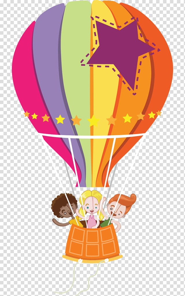 Three children on multicolored hot air balloon , Mundo Bita Bita e os Animais Voa Voa Passarinho Balloon Party, balloon transparent background PNG clipart