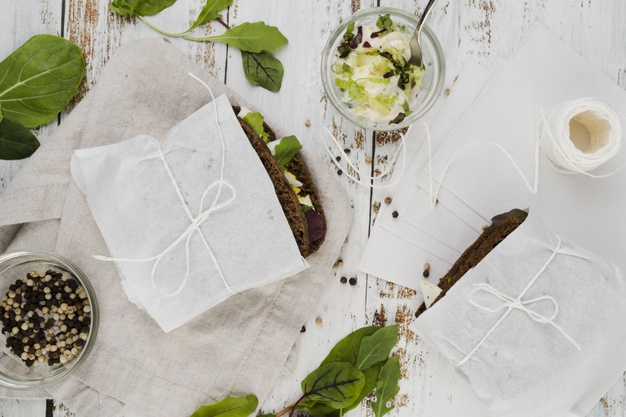 Top view packed toast sandwiches Free Photo