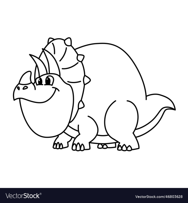 triceratops cartoon coloring page for