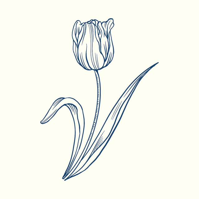 Tulip flower sticker, blue vintage | Free Vector Illustration - rawpixel