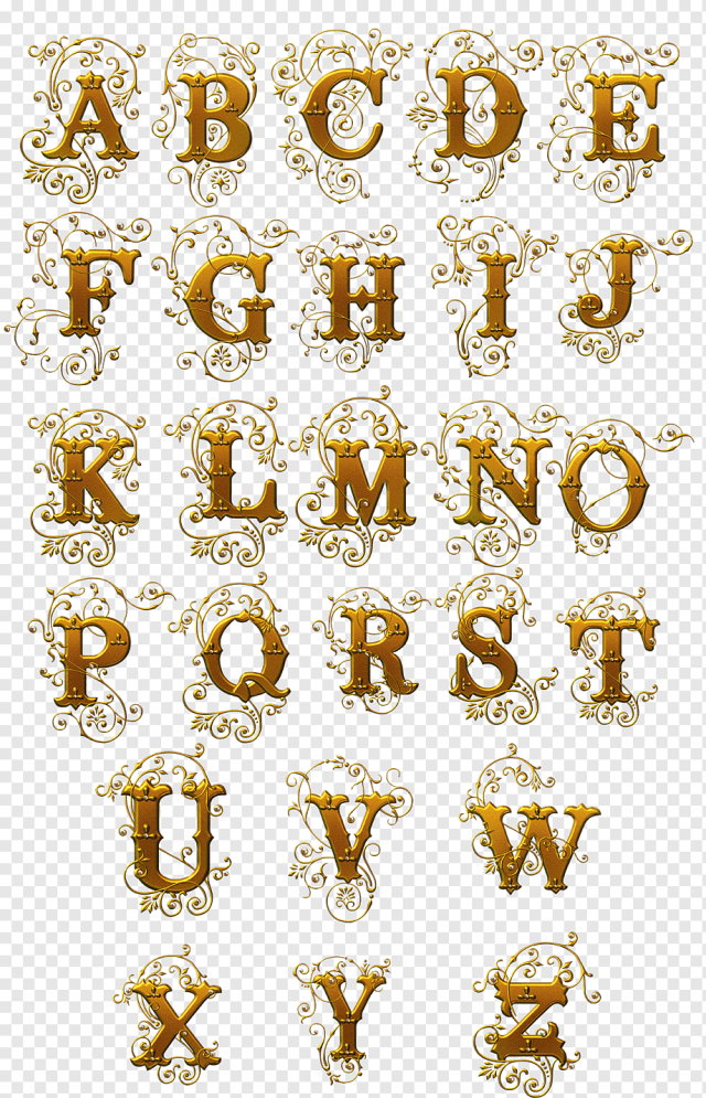 Typeface Letter, Gold letters effect, alphabet font, template, effect, text png