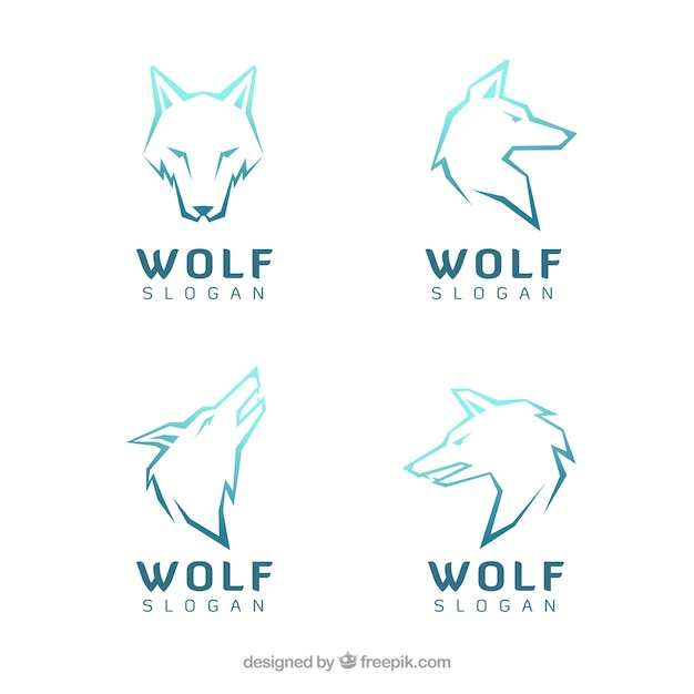 Various modern logos of wolves