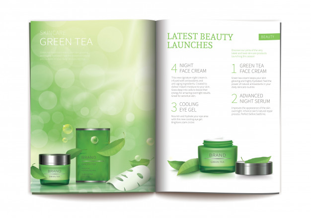 Vector template for glossy cosmetic magazine.