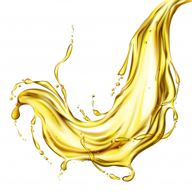 Vegetable sunflower or olive oil frozen motion splash with droplets and bubbles