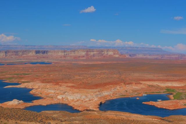 View of River in the Desert with Canyon in the Distance