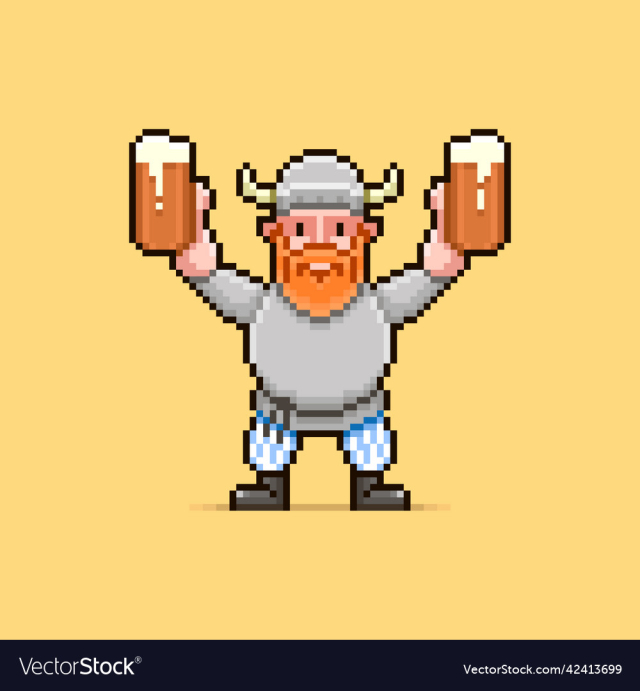 viking with two mugs of beer