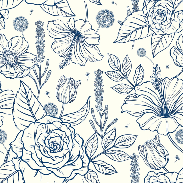 Vintage rose pattern background, blue | Free PSD - rawpixel
