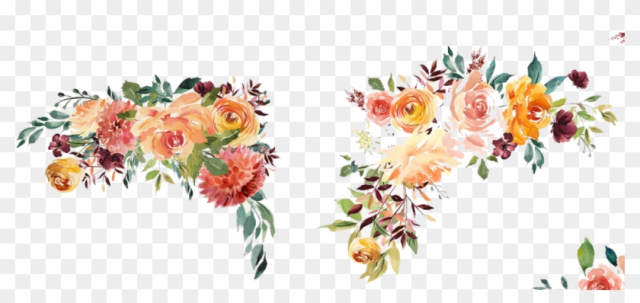 Watercolor Floral Borders Png - Transparent Background Floral Border