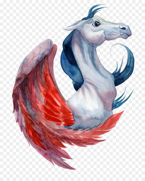 Watercolor painting Illustration - Watercolor illustration Unicorn Library