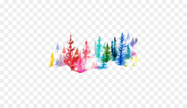 Watercolor painting Printmaking Illustration - Watercolor forest 