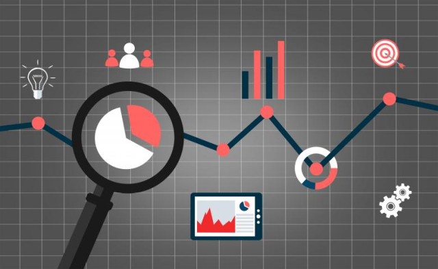 Web analytics concept with data icons