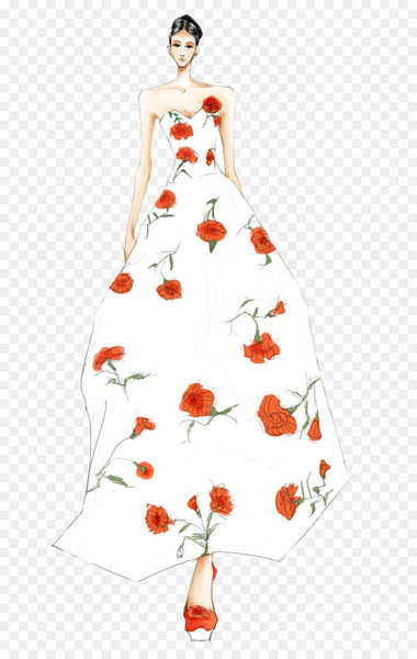 Wedding dress Designer Illustration - Beautiful wedding dress design illustration