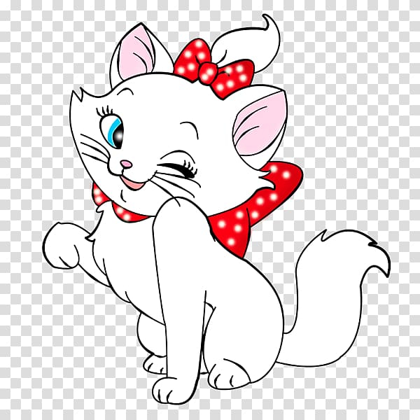 Free: White cat with red ribbon illustration, Kitten Cat Cartoon  
