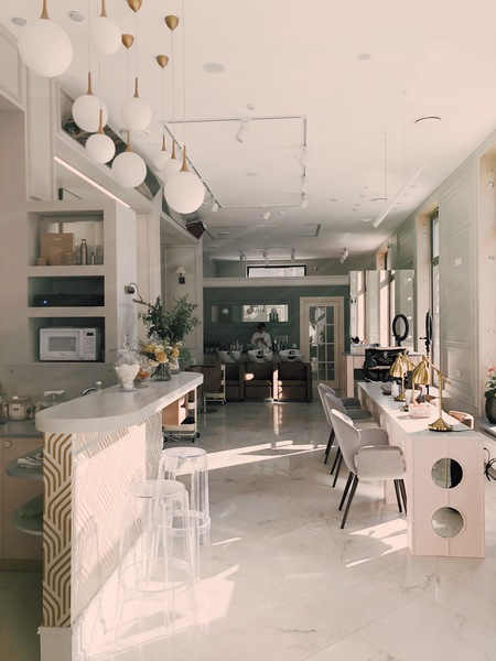 White Dining Table Near Bar Table