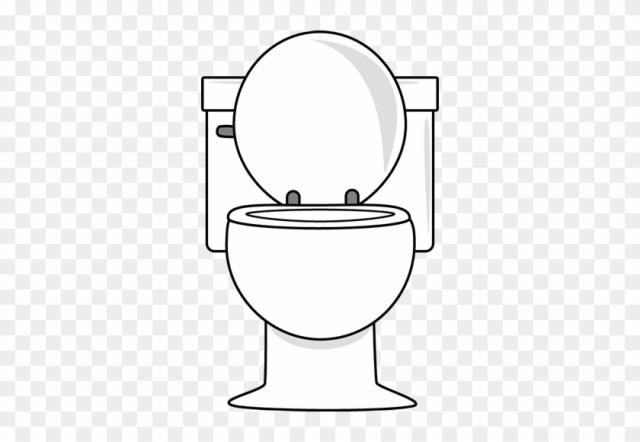 White Toilet With Lid Up Clip Art - Toilet Clip Art