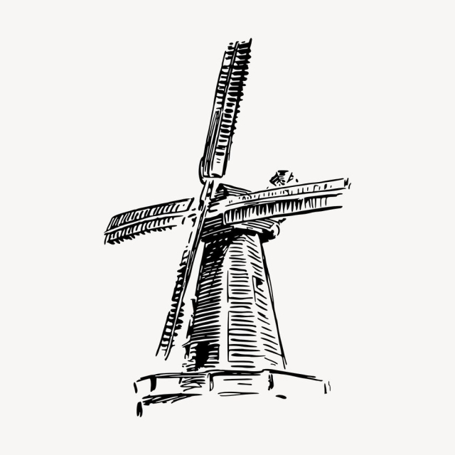 Windmill clipart, vintage environment illustration | Free Vector - rawpixel