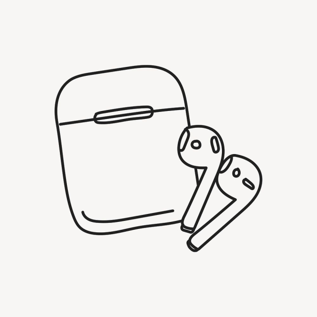 Wireless earphones clipart, gadget line | Free Vector Illustration - rawpixel