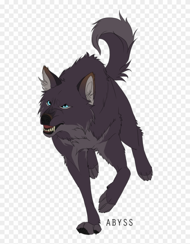 Wolves / Dark Gray, Blue-eyed Wolf / - Gray Wolf Anime Drawing