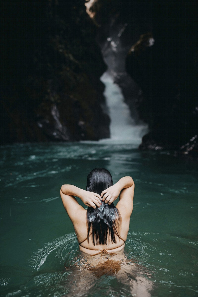 Woman at waterfall. Free public | Free Photo - rawpixel