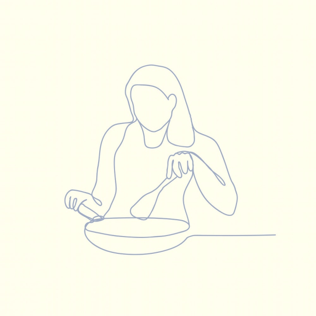 Woman cooking sticker, minimal hand | Free Vector Illustration - rawpixel