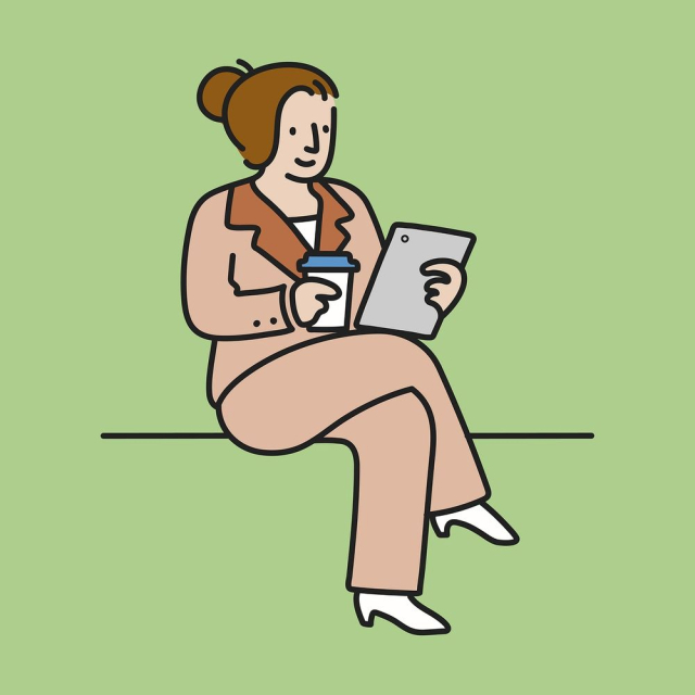 Woman holding tablet cartoon sticker, | Free Vector Illustration - rawpixel
