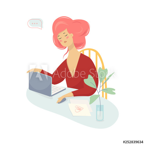 Woman sitting at the desk and working