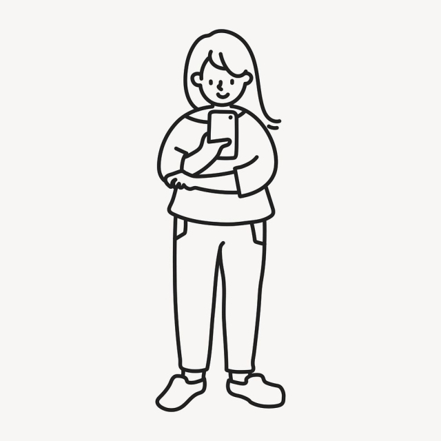 Woman using phone clipart, social | Free Vector Illustration - rawpixel