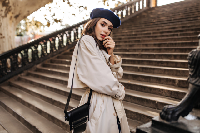 Woman wearing a trench-coat
