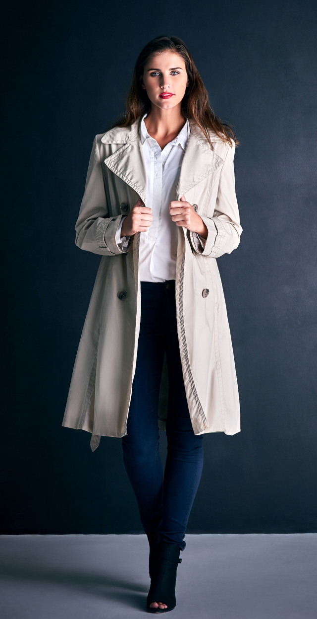 Woman wearing a trench-coat