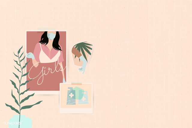 Woman with a face mask and latex gloves background illustration | Free illustration - 2318657