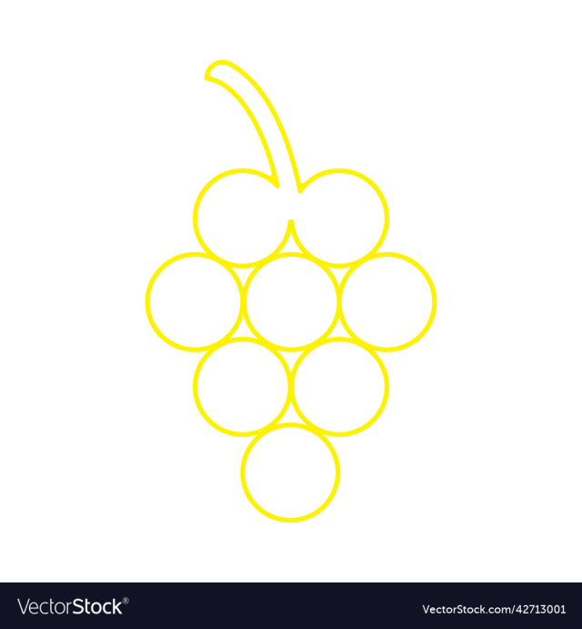 yellow grapes line art icon