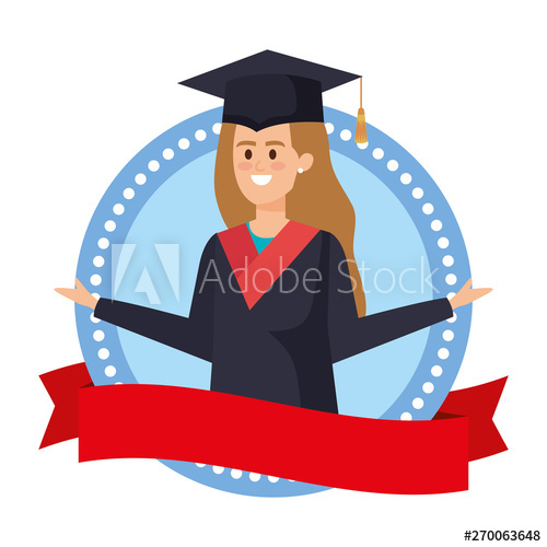 Free: young woman student graduated in ribbon emblem - nohat.cc