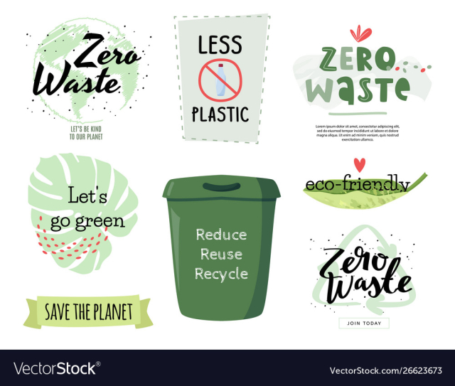 zero waste concept elements set collection